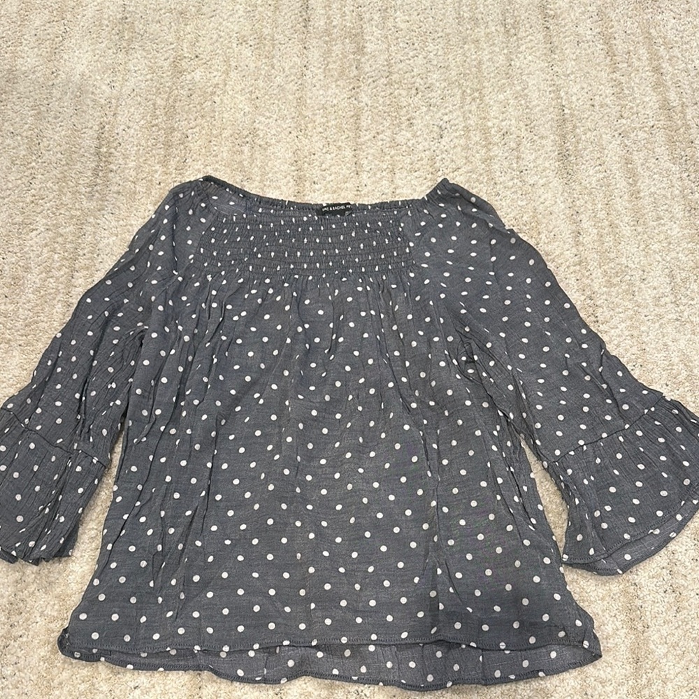 Gray Polka Dot Women's Top